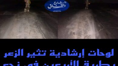 Photo of لوحة إرشادية تثير ذعر المواطنين على طريق الأربعين بنجع حمادي